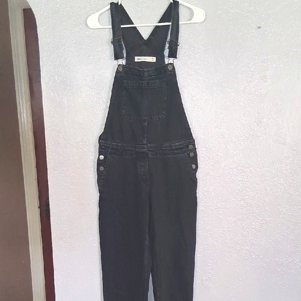 Asos Design Black Denim Overalls Straight Leg 6